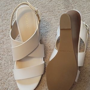 Cole Haan White Wedge Sandals 7.5